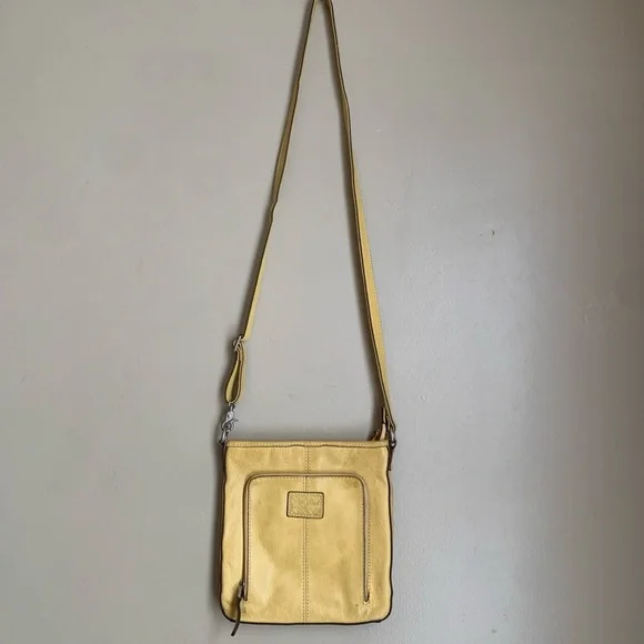 FOSSIL WOMEN'S Yellow LEATHER CROSS BODY SHOULDER BAG Purse - Picture 4 of 10